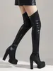 Stiefel 5 Zoll Stripper Heels Sexy Fetisch Schuhe Plattform über dem Knie Frauen Nachtclub Party Models zeigen Bühne reife Mode