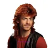 Mullet Wig Mens da uomo anni '80 Scialle rocciosa per capelli ricci di capelli che gioca a copricapo sintetico