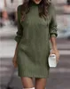 Casual Dresses 2024 Autumn/Winter Women's High Neck Sweater Dress Long Sleeved Knitted Solid Color Pullover Short Mini