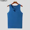 Herren Tanktops Korean Style hohl gestrickte enge Westen lässig Streetwear Solid All-Match ärmellose S-5xl Incerun 2024