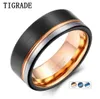 Tigrade Men Tungsten Black Rose Gold Line Borsted 8mm Wedding Band Engagement Ring Men039S Party Jewelry Bague Homme Q121829196464625834