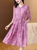 Casual Dresses High Quality Mulberry Silk Dress for Women 2024 Early Spring Mom fashionabla midja Slim Elegant Floral Midi Z4365