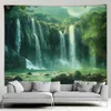Tapestries Outdoor Garden Poster Forest Waterfall Landscape Tapestry Tropical Plants Landscape Home Patio Wall Hanging Art Decor Mural