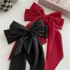 Haaraccessoires Elegant Bow Lint Clip Fashion Simple Solid Satin Spring Pin Retro -hoofdband met clips Girls