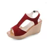 Casual Shoes Velvet Female Sandal Buckle 2024 Women's Open Toe Clogs Wedge Suede Girls Comfort Summer Peep Fashion Strap Platform B