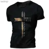 T-shirt maschile Templar Knight 3D Printing Jesus Christ Cross Mens Retro Street Extra grande T-shirt a maniche corte rotonda casual sciolta topxw