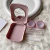 Contact Lens Accessories Fashion Migne Pink Little Bear Rabbit Duck Portable Contact Contact Case for Women Travel Support avec Mirror Contact Lenses Box D240426