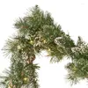 Decorative Flowers Foot Artificial Cashmere Pine And Mixed Needle LED Christmas Garland With Flocked Snow Glitter Branches Frosted Pinecone