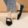 Casual Shoes 2024 Summer Women's Pointed Toe Flat Velvet Matte Single Comfortable Loafers Leather Mary Jane Sandals