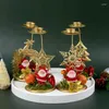 キャンドルホルダー1ピースメタルサンタクロースホルダーエルククリスマスツリーキャンドルスティック装飾Xmasテーブルセンターピースリビングルームの装飾
