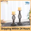 Candle Holders Candlestick Holder Hollow Vintage Metal For Wedding Home Retro Iron Wrought Pillar Stand Decoration