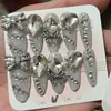 Glitzernägel 10pcs Luxus gefälschte Nagelspitzen Frauen Wearable Press auf Nägeln mit goldenem Glitzer Diamant Full Cover