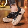 Sapateiros de couro de couro baixo para mulheres Retro 2024 Autumn New Corean Version Sneakers Sneakers Lace Up Anti Slip Slip Sport Shoes