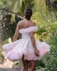 Off Shoulder Light Pink Tulle Ball Gown Ruffled Appliques Ever Pretty Mini Length Party Dresses Customize Plus Size Prom Gown 240415