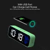 Klockor Musik LED Digital Alarm Clock Voice Control Temperatur Fuktighet Desplay Desktop Clocks Home Table Decoration Buildin 1200mAh