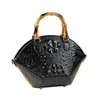 Leather Genuine Pattern Womens Bag Fashionable One Shoulder Shell High-end Niche Luxury Bamboo Handbag