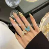 Designer Version élevée V-Gold Material Butterfly Turquoise Open Ring Able et généreux de haute qualité