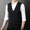 Men's Vests Wool Clip Color Vest 2024 Autumn And Winter Casual V-neck Cardigan Knitted