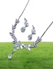 Ekopdee Luxury Brilliant Leaf Jewelry Set For Women Zircon Silver Color Wedding Bridal Necklace Earrings Parure Bijoux 2112044132318