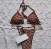 Bikinis de créateur sets femme maillot de bain sexy chaîne de lettres de luxe en métal bikini maillot de bain d'été de plage de baignade à trois points de maillot de bain à trois points