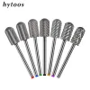 Bits HYTOOS 6.6mm Smooth Top Large Barrel Nail Drill Bits Safety Carbide Bit Milling Cutter For Manicure Remove Gel Accessories