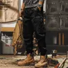 Men's Pants Spring Mens Cargo Pants 2024 New Multi Pocket Tactical Pants Casual Loose Streetwear Solid Color Loose Elastic Straight PantsL2404