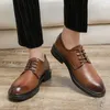 Dress Shoes Handmade Men's Genuine Leather Derby High-End Pointed Toe Wedding Business Formal Wear Fashion