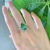 Cluster Rings AButterfly 925 Sterling Silver 10 16MM Pear High Carbon Synthetic Paraiba Women's Ring Colorful Gemstone Party Fine Jewelry