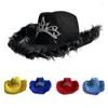 Beret Plush Cowgirl Hat Western Rolled Brims Brims Cowboy Hats for Stage Perform