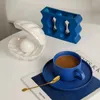 Mugs Simple Style Splash Ink Mug Home Office Set With Tray Ceramic Coffee Cup Pure Handmade Colored Glaze