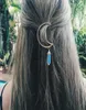 Vintage hairpins Moon Quartz Hexagon Prism Alloy Hair Clip Stone Pendant Charms Clamp Hairpin female Women hair accessories 151277447