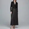 Casual Dresses Miyake 2024 Autumn Style Temperament Long Dress Women's Black Pleated Suit Coat Windbreaker