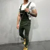 Heren jeans stijlvolle heren streetwear overalls solid color slank fit slabbibsuits ladingstijl casual all-match riem riem denim broek