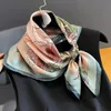Floral Neckerchief 100% Pure Silk Scarf for Women Square Shawl Hair Ribbon Headband Luxury Brand Neck Tie Wrist Wrap Bandana 240412