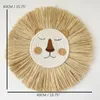 Ins Nordic Handmade Lion Wall Decor Cotton Thread Straw Woven head Head Hanging Hanging Ornament for Rood Room Decoration 240418