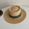 Szerokie grzbiet słomy fedora hat band band hats hats kobiety tkane słońce letnie holidaty Panama 240423
