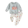 Vêtements Ensemble bébé garçons filles Fall Halloween Tenues de manches longues LETTRE LETTRE SPART PAUTS PAPTS PUMPINE 2PCS Set Toddler Vêtements 0-3Y