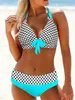 Da bagno da bagno halter bikinis 2024 da donna in vita alta cravatta da bagno da bagno da nuoto da bagno da bagno femminile spingendo costume da bagno a costume da bagno