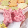 Moulds 2024 New Easter Bunny Biscuit Mould Cartoon Rabbit Cookie Cutter Fondant Cake Mold Handmade Baking Pastry Cake Decoration Tools