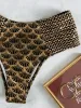 Set Metallic Stitch Strape Bikini 2023 Kvinnor PRUT UP GOLDED PRINT SWIMSUIT Kvinnlig hög midja Badkläder Badare Baddräkt strandkläder