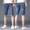 Heren jeans heren jeans nieuwe denim shorts heren zomer dunne dunne broek losse rechte been bijgesneden broek en elastische denim shorts voor jongeren plus size broek