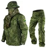 Set da corsa mimetico uniforme militare tattico esterno inverno sport sport sport giacca e pantaloni caldi con cappuccio caldo