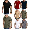 T-Shirts Men's Casual Fashion Solid o Neck tShirt Summer Bodybuilding Sports Running tShirt Fitness ShortSleeve Crossfit Exercise Top