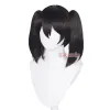 Pelucas bubuwig cabello sintético bobno perfecto proyecto de sueño nico yazawa cosplay wig love Live 35cm Black Ponytail resistente a las pelucas de calor