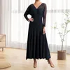 Lässige Kleider fester Mesh gespleißter Saum für Frauen Langarm gegen Nacken hohe Taille kausal elegantes Kleid weibliche Modekleidung 3WQ9671