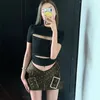 Faldas 2024 Summer Fashion Fashion Trendy Sexy Spicy Girl Personality Street Versátil Versátil Wrap Wrap Y2k Hip Show Piernas Long Skirt HMS61