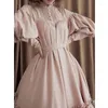 Robes décontractées lanterne à manches décoratives lolita robe tendance japonaise femme cos femme long bouton lace dentelle dame mignon kawaii