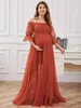 Maternity Dresses Elegant Pregnant Women Photoshots Long Dress Solid Shoulder Evening Party Bride Q240427