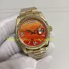 27 estilo unissex tamanho 36mm relógio com papéis de caixa masculina mulher 128238 Red Diamond Dial Dial Fluted Buzel 904L Aço de aço Amarelo Gold 128239 Everose Relógios automáticos