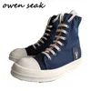 Casual schoenen 19SS Owen Seak Men canvas high-top enkel veter luxe trainers sneakers laarzen merk zip flats grote maat